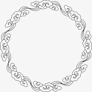 黑色镂空祥云礼盒包装免抠