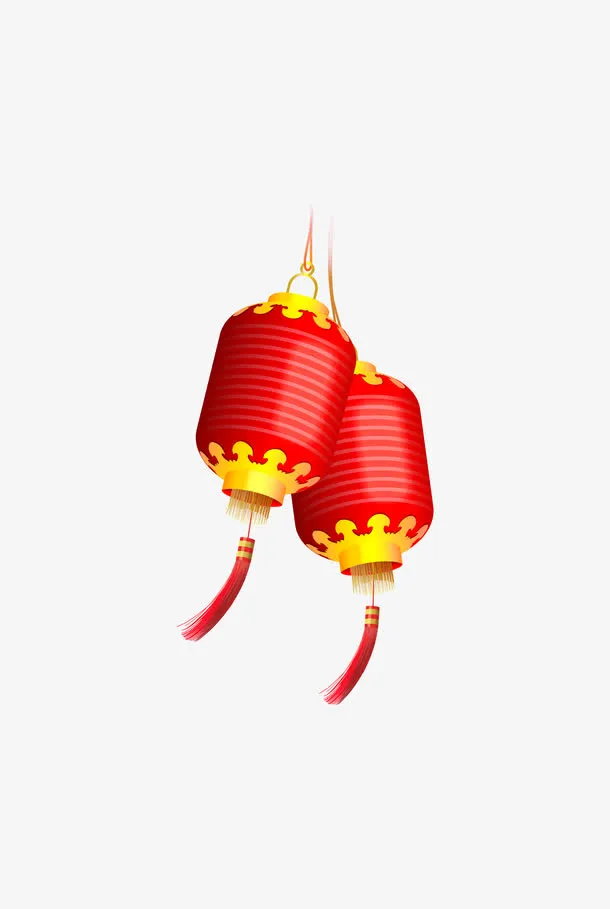 两个红色灯笼免抠