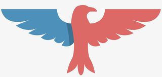红蓝色翅膀矢量老鹰勋章免抠