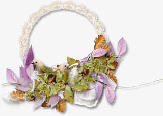 白色花样花环装饰免抠