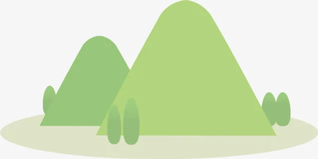 绿色卡通春季山丘免抠