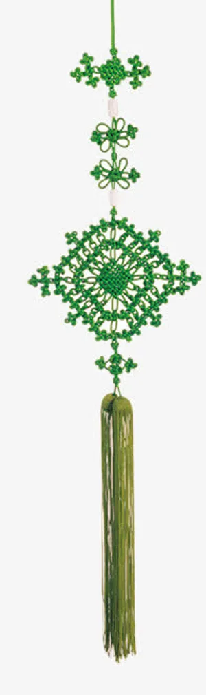 手绘中国结素材古典图标 绿色清免抠