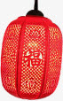 红色镂空灯笼毛笔字免抠