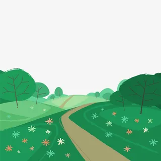 绿色郊外植物踏青矢量图免抠