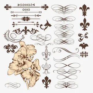 欧式鸢尾花纹样合集矢量免抠