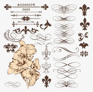 欧式鸢尾花纹样合集矢量免抠