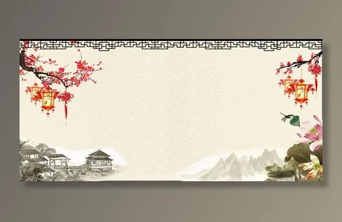 水墨中国结黄色电商海报背景高清