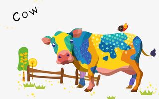 卡通矢量彩色牛免抠