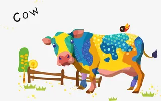 卡通矢量彩色牛免抠