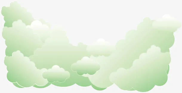 春天手绘绿色白云免抠