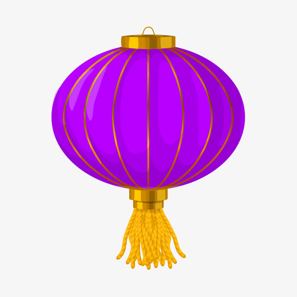 手绘紫色灯笼免抠