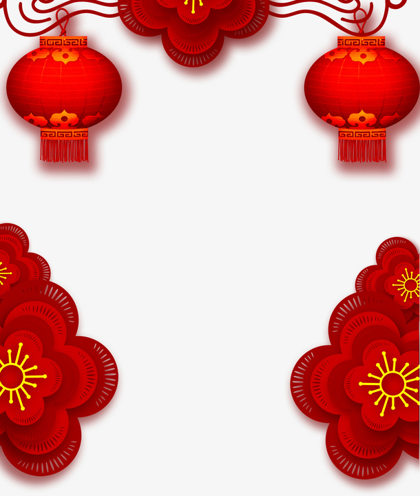 红色中国风灯笼框架免抠