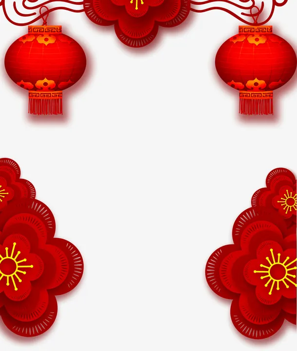 红色中国风灯笼框架免抠