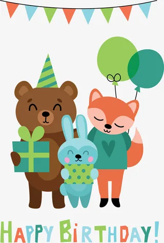 可爱过生日的小动物免抠