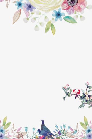 手绘花朵叶子边框免抠