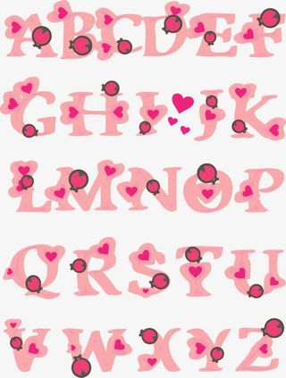 童趣粉色英文字母免抠