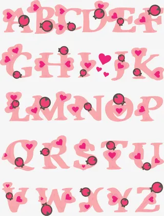 童趣粉色英文字母免抠