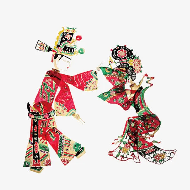 彩色皮影戏免抠装饰中国风元素