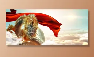 龙抬头大气中国风蓝色海报背景高清