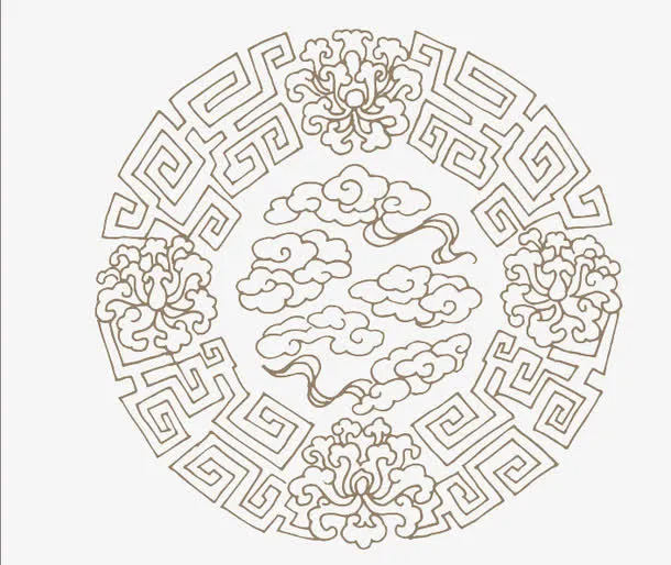 传统祥云花纹免抠
