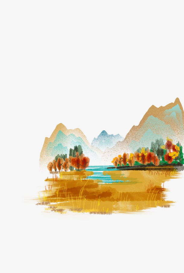 秋天风景如画免抠