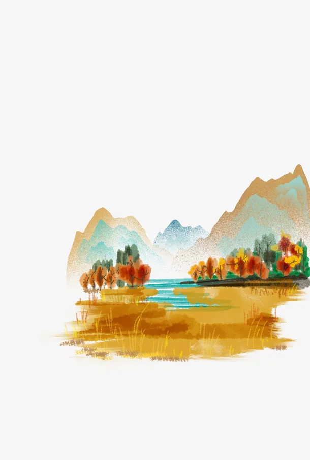 秋天风景如画免抠