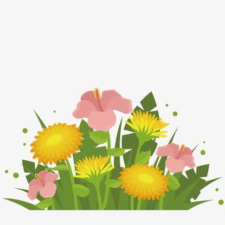 创意漂亮卡通微立体花卉素材免抠