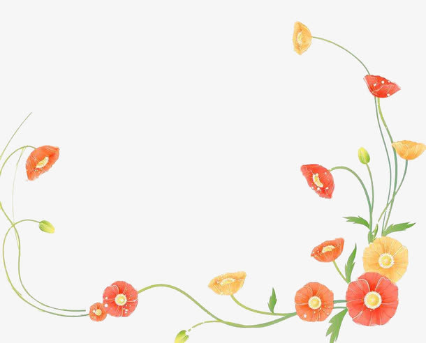 卡通花朵藤蔓边框装饰免抠