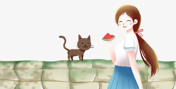 手绘立夏节气水彩装饰插图免抠