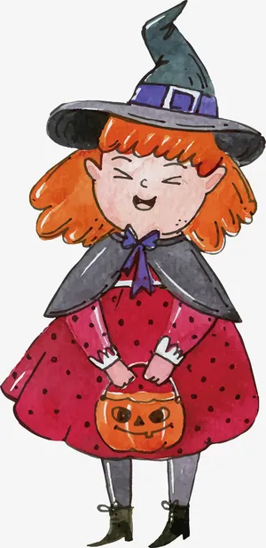 红色衣服的小女巫免抠