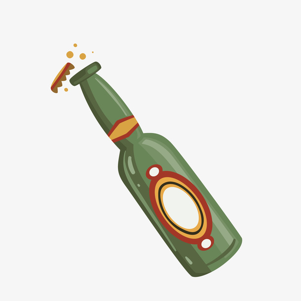 绿色啤酒瓶矢量图免抠