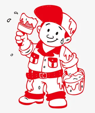 红色粉刷小男孩免抠