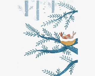 冬日树枝上的小鸟免抠