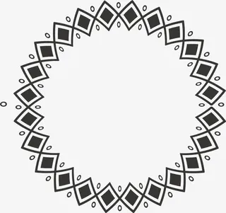 黑色花纹矢量圆圈免抠