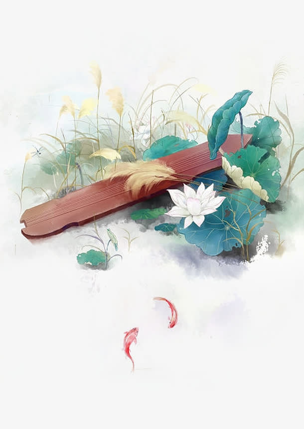 唯美古风手绘插画免抠