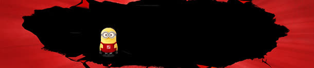 电商红色裂纹促销小黄人背景banner