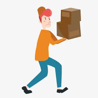 黄色衣服搬运工货物免抠