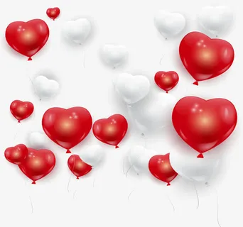 白色红色爱心气球免抠