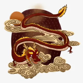 手绘风中国风龙设计元素免抠