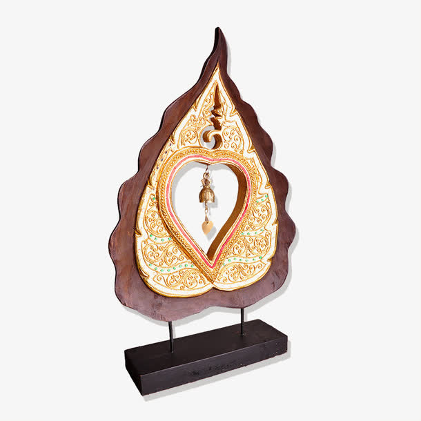 泰国实木手工制作菩提叶免抠