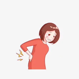 卡通腰痛手按着腰部的女孩素材免抠