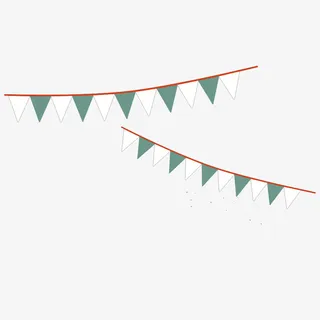 年绿白彩旗挂件免抠