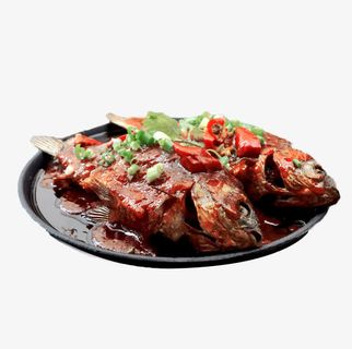 产品实物麻辣红烧鲫鱼两条免抠