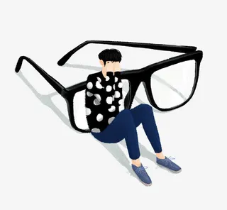 卡通黑色镜框免抠