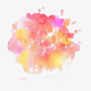 粉黄水彩泼墨素材免抠