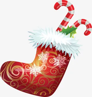 冬季红色圣诞袜免抠