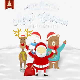 圣诞老人节日祝福卡矢量素材免抠