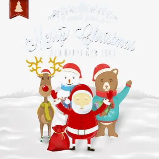 圣诞老人节日祝福卡矢量素材免抠