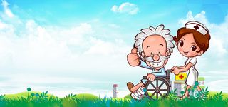 512护士节关爱老人蓝色banner高清