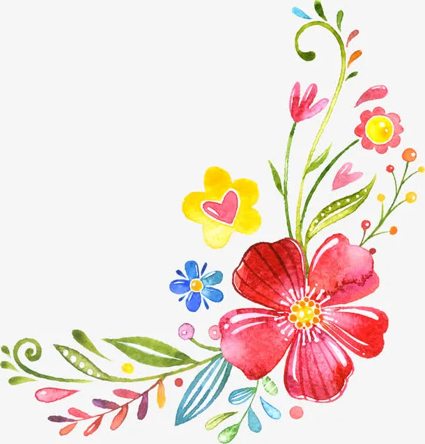 手绘卡通水彩花边免抠